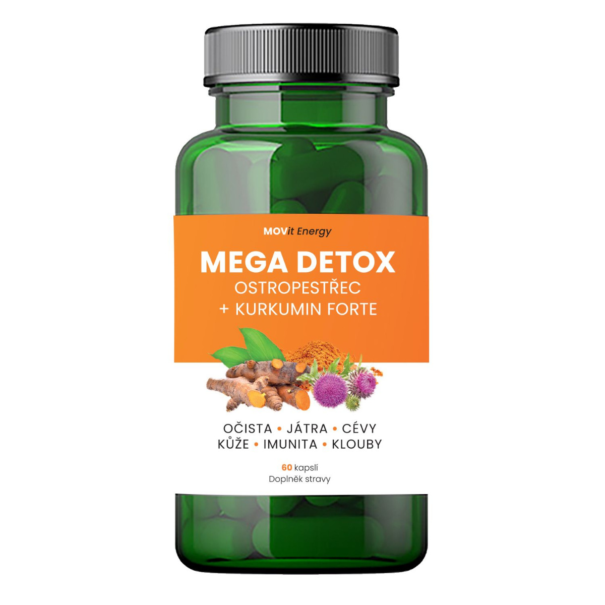 MOVit Energy Mega Detox Ostropestřec + Kurkumin FORTE 60 kapslí MOVit Energy