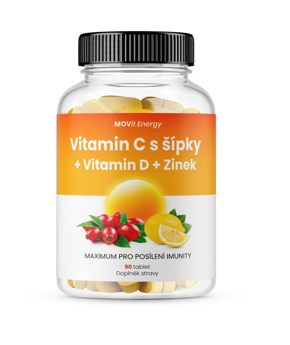 MOVit Energy Vitamin C 1200 mg s šípky + Vitamin D + Zinek PREMIUM 90 tablet MOVit Energy