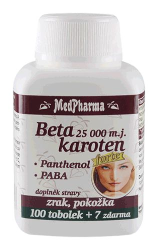Medpharma Beta karoten 25 000 m.j. + Panthenol + PABA 107 tobolek Medpharma