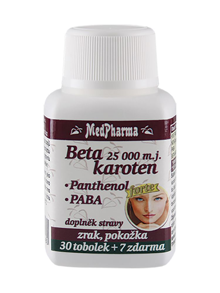 Medpharma Beta karoten 25 000 m.j. + Panthenol + PABA 37 tobolek Medpharma