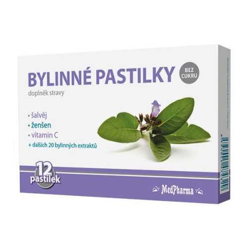 Medpharma Bylinné pastilky bez cukru šalvěj 12 ks Medpharma