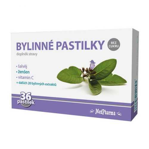 Medpharma Bylinné pastilky bez cukru šalvěj 36 ks Medpharma