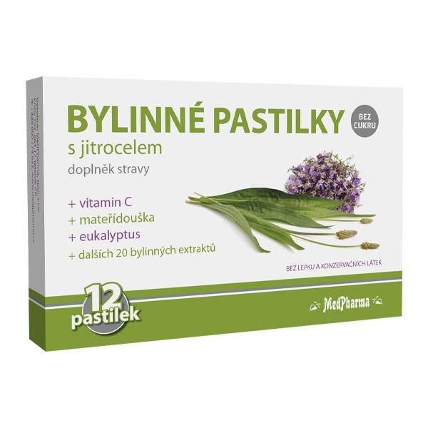 Medpharma Bylinné pastilky jitrocel 12 ks Medpharma