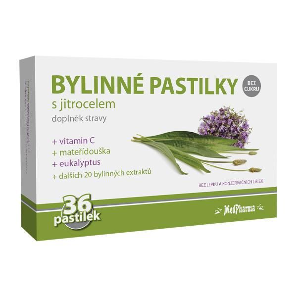 Medpharma Bylinné pastilky jitrocel 36 ks Medpharma