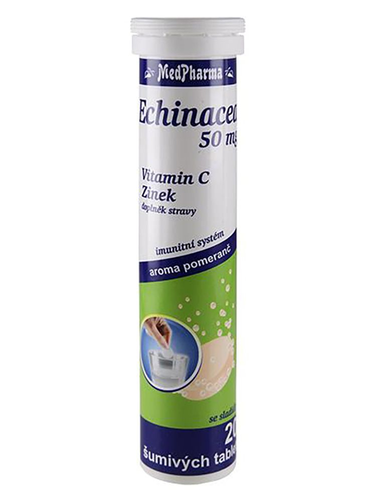 Medpharma Echinacea 50 mg + vitamin C + Zinek 20 šumivých tablet Medpharma