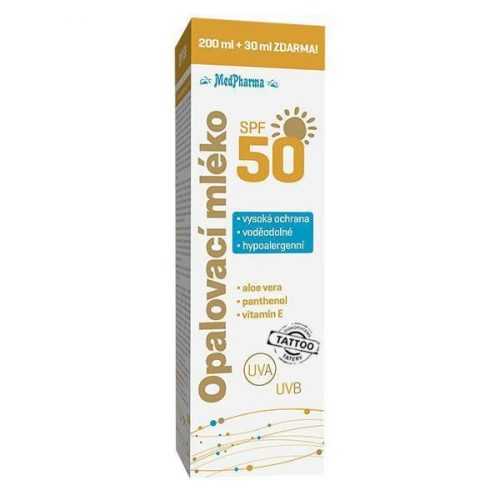 Medpharma Opalovací mléko SPF50 200 ml + 30 ml ZDARMA Medpharma