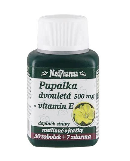 Medpharma Pupalka dvouletá 500 mg + Vitamín E 37 tobolek Medpharma