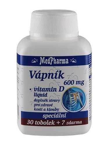 Medpharma Vápník 600 mg + Vitamín D liquid 37 tobolek Medpharma