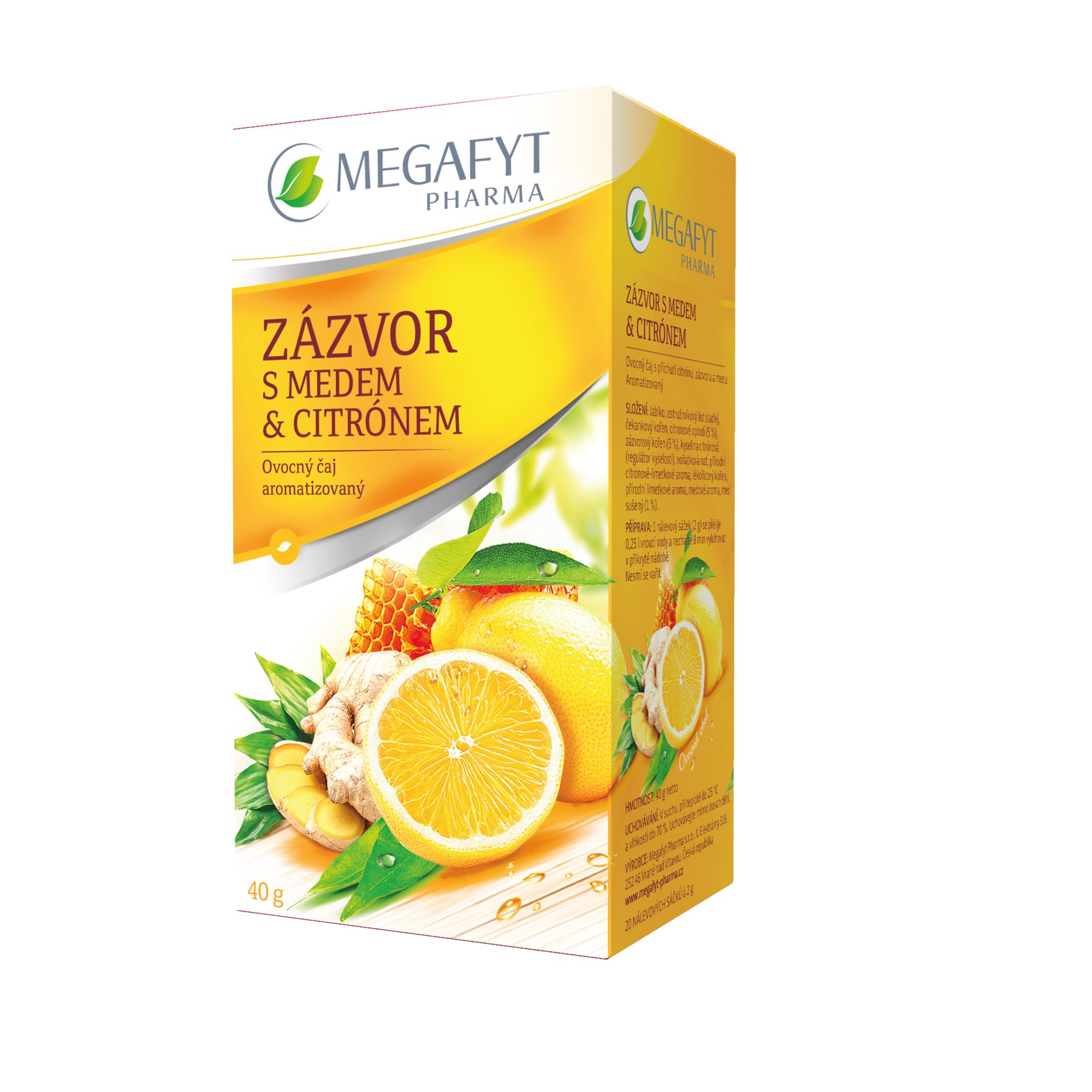 Megafyt Zázvor s medem a citrónem ovocný čaj porcovaný 20x2 g Megafyt