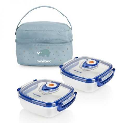 Miniland Termoizolační pouzdro + hermetické misky na jídlo Blue 2 ks Miniland