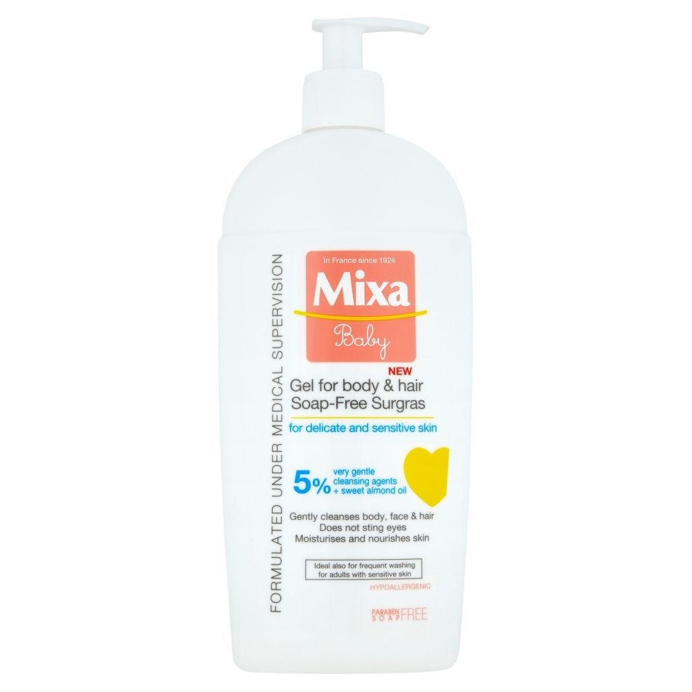 Mixa Baby Extra vyživující mycí gel na tělo a vlásky 400 ml Mixa