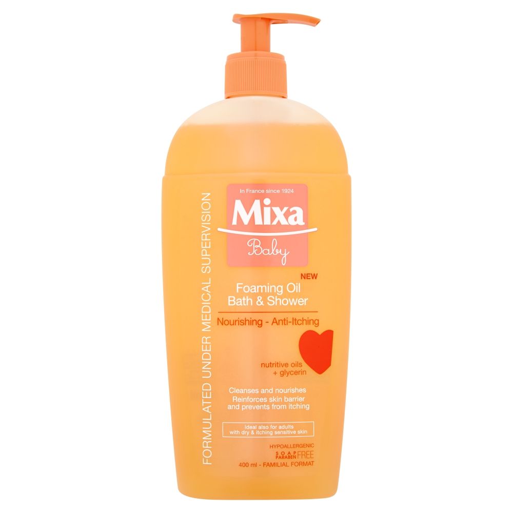 Mixa Baby Pěnivý olej do sprchy i do koupele 400 ml Mixa