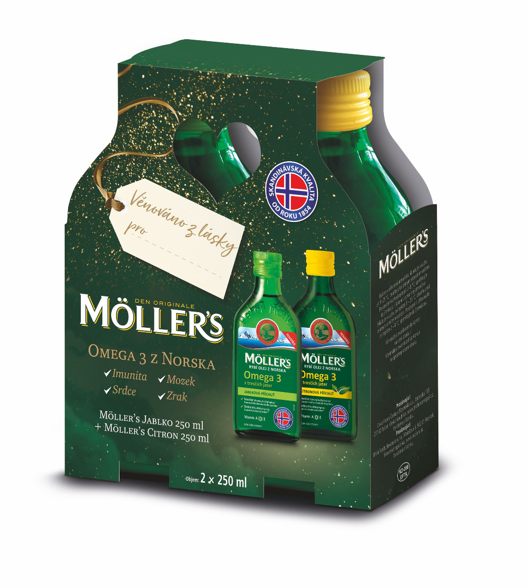 Mollers Omega 3 citron + jablko dárkové balení 2x250 ml Mollers
