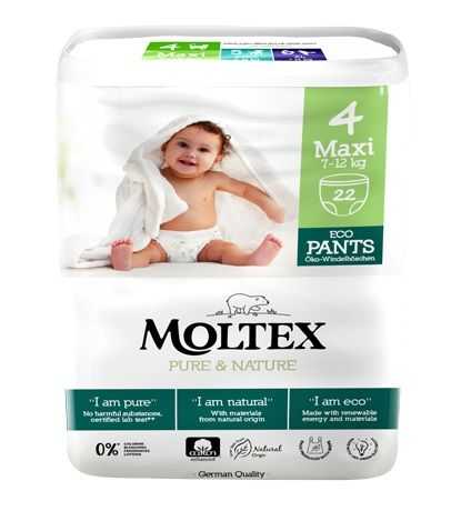 Moltex Pure & Nature Maxi 7-12 kg plenkové kalhotky 22 ks Moltex Pure & Nature