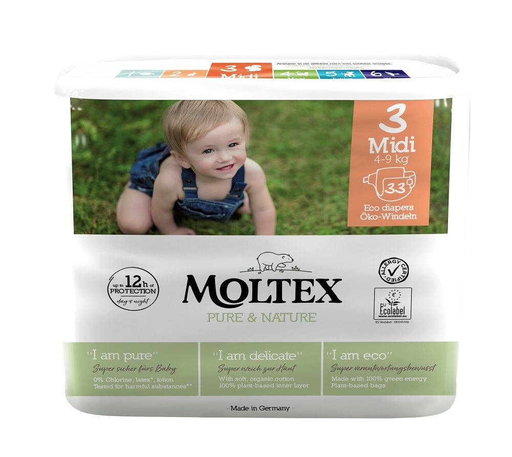 Moltex Pure & Nature Midi 4-9 kg dětské pleny 33 ks Moltex Pure & Nature