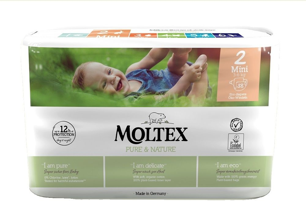 Moltex Pure & Nature Mini 3-6 kg dětské pleny 38 ks Moltex Pure & Nature