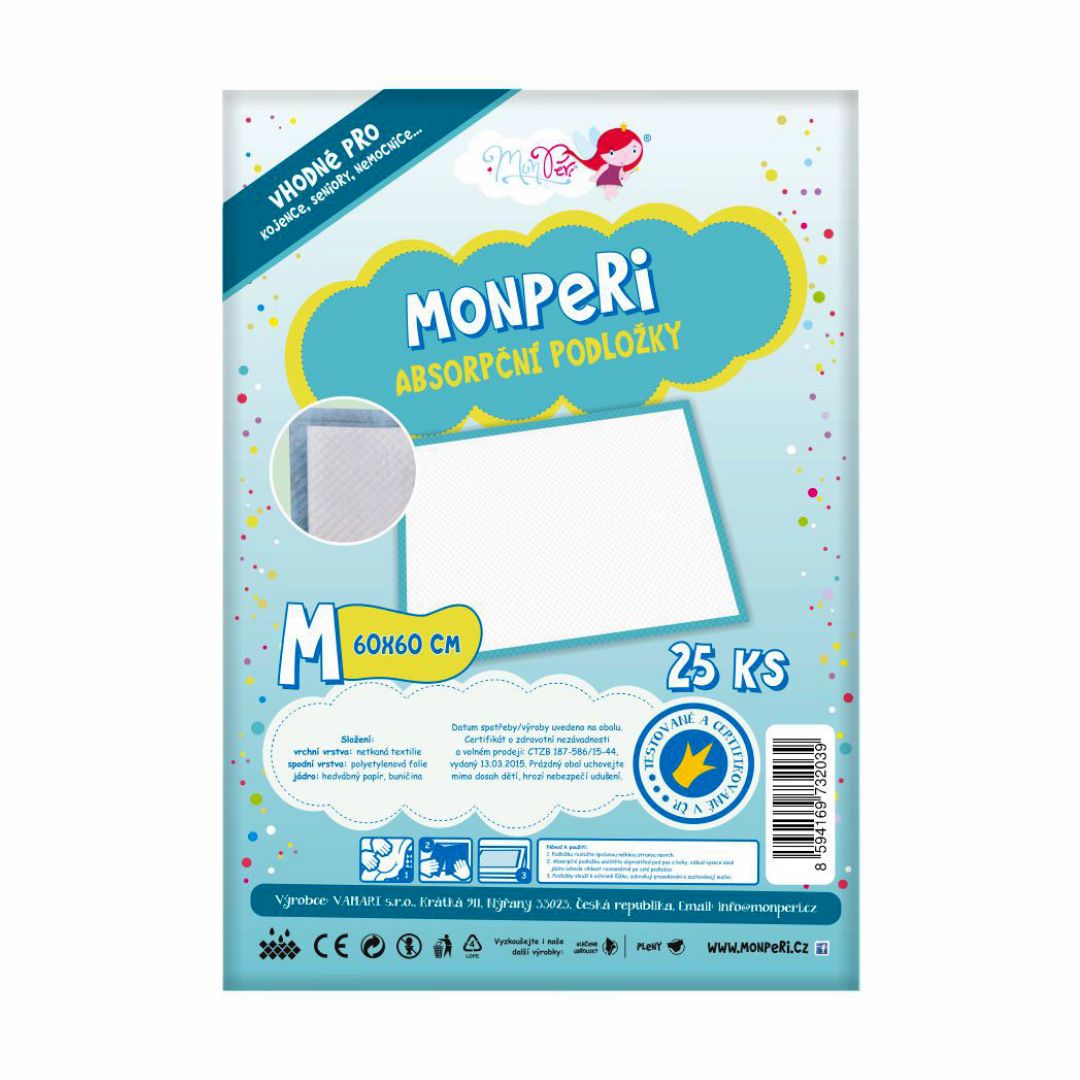 MonPeri Absorpční podložky M 60 x 60 cm 25 ks MonPeri