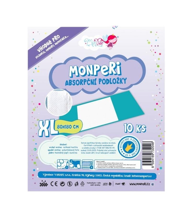 MonPeri Absorpční podložky XL 80 x 180 cm 10 ks MonPeri