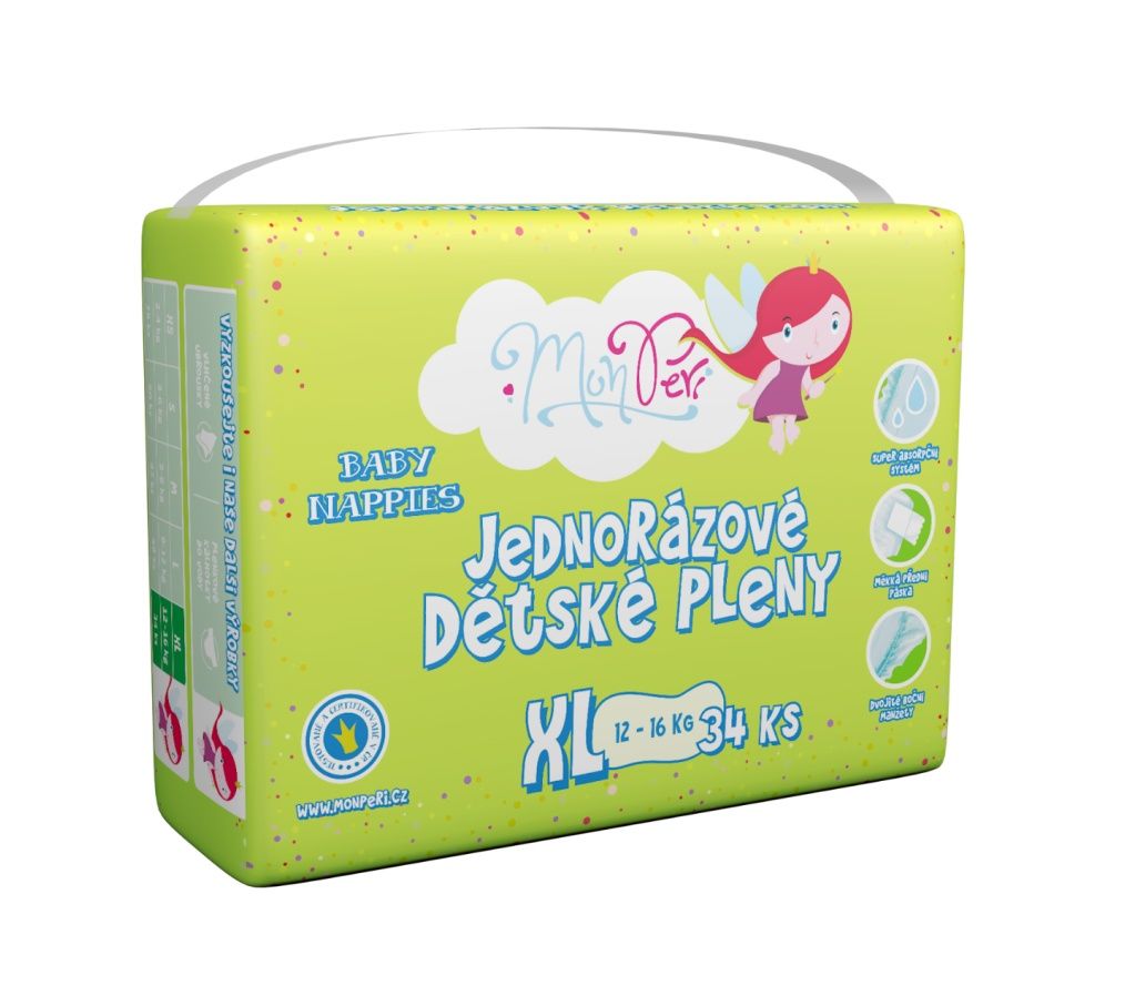 MonPeri Klasik XL 12-16 kg dětské plenky 34 ks MonPeri