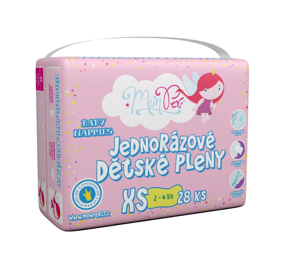 MonPeri Klasik XS 2-4 kg dětské plenky 28 ks MonPeri