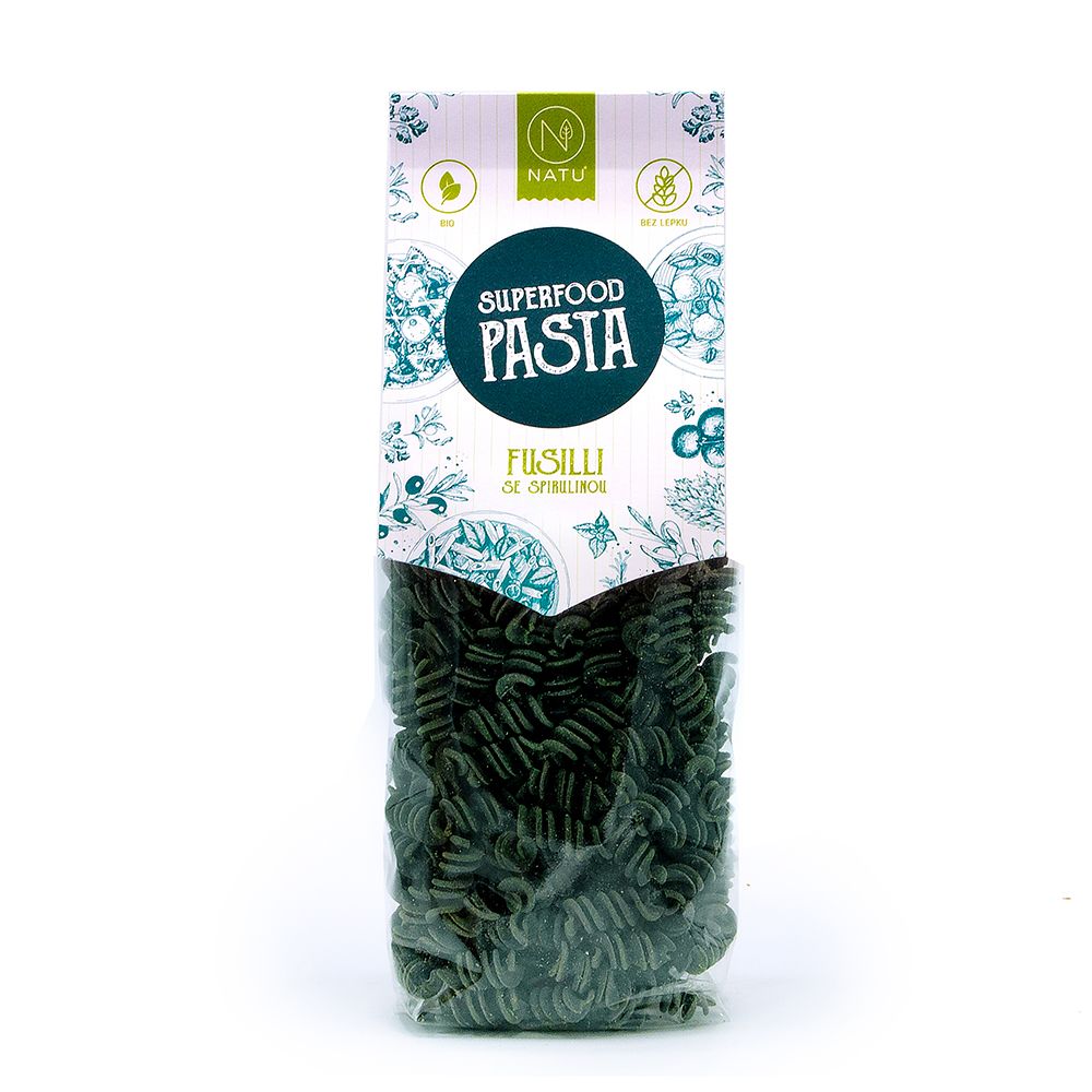 NATU Superfood Pasta Fusilli spirulina BIO 250 g NATU