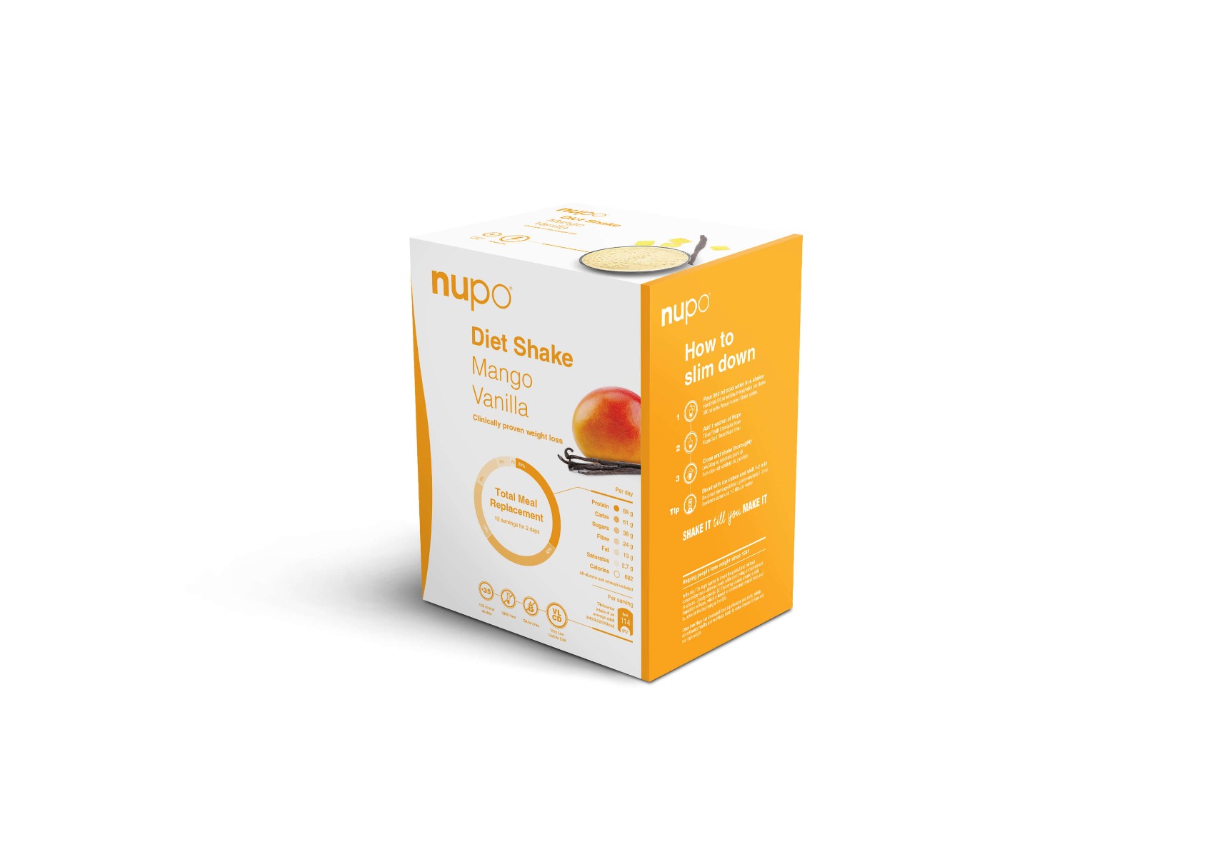 NUPO Dieta Šejk mango–vanilka 12x32 g NUPO