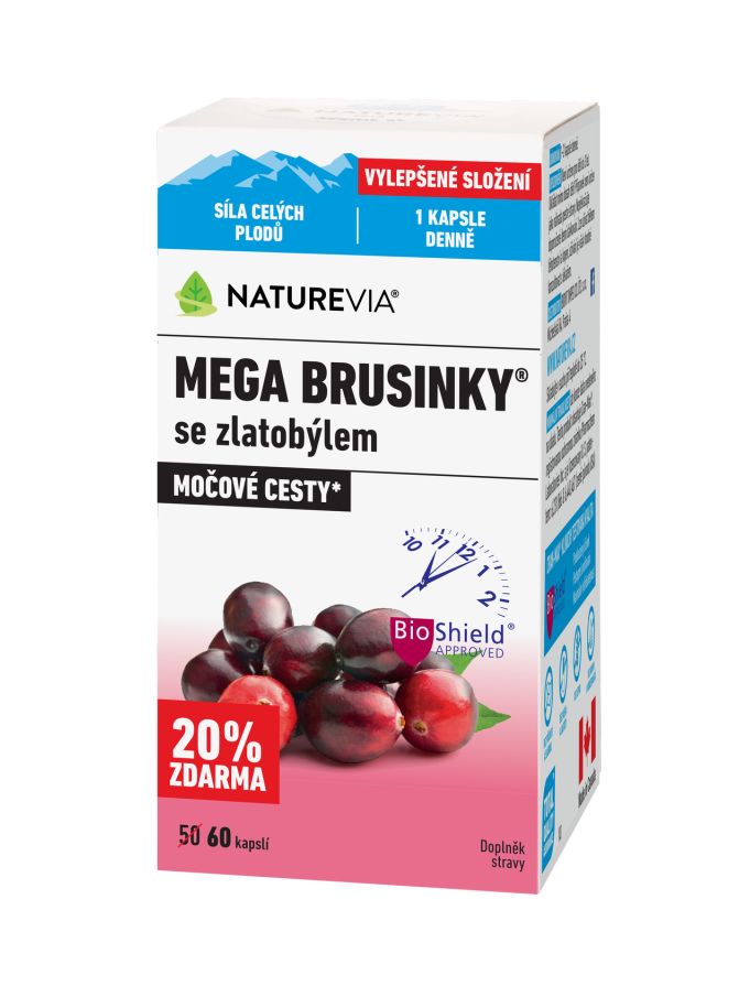 NatureVia Mega brusinky 60 kapslí NatureVia