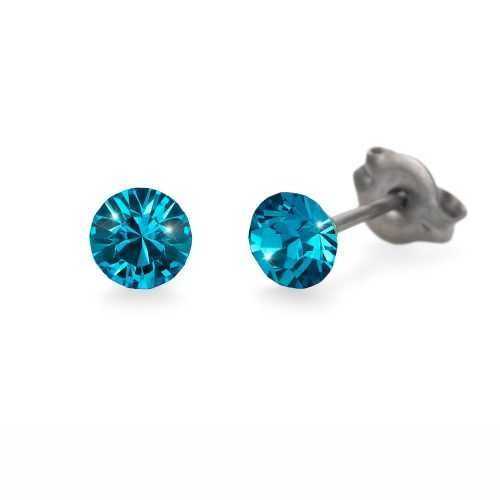 Náušnice Chaton Mini blue zircon