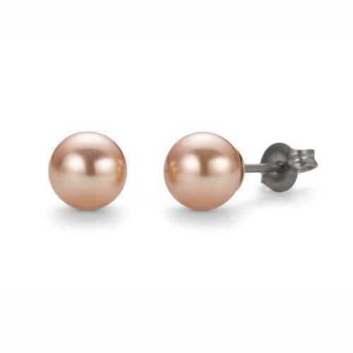 Náušnice Pearl Round Midi rose gold