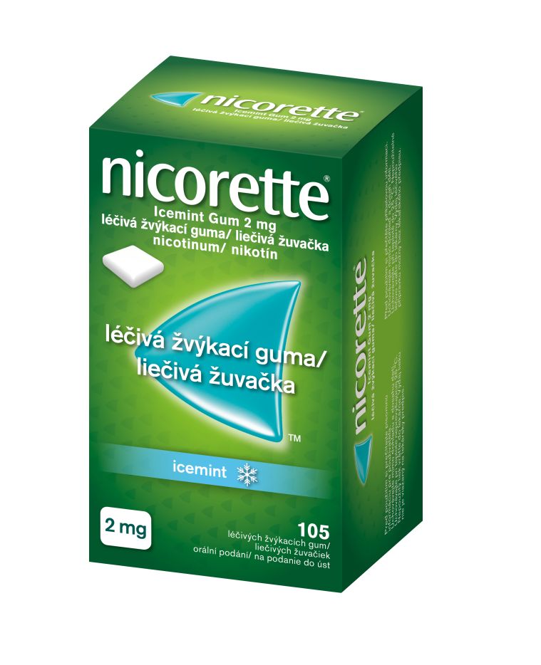 Nicorette Icemint Gum 2 mg léčivá žvýkací guma 105 žvýkaček Nicorette