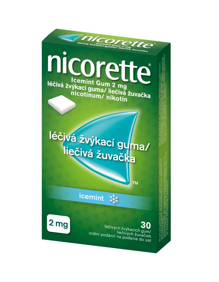 Nicorette Icemint Gum 2 mg léčivá žvýkací guma 30 žvýkaček Nicorette