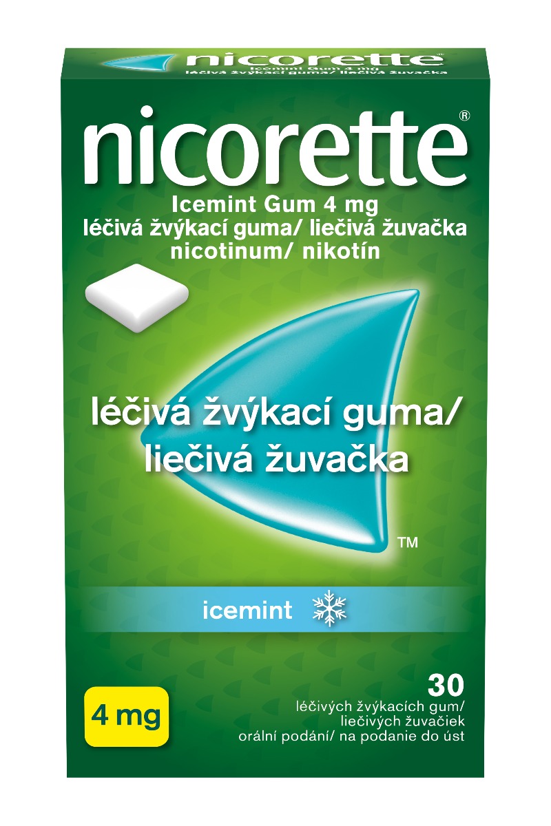Nicorette Icemint Gum 4 mg léčivá žvýkací guma 105 žvýkaček Nicorette