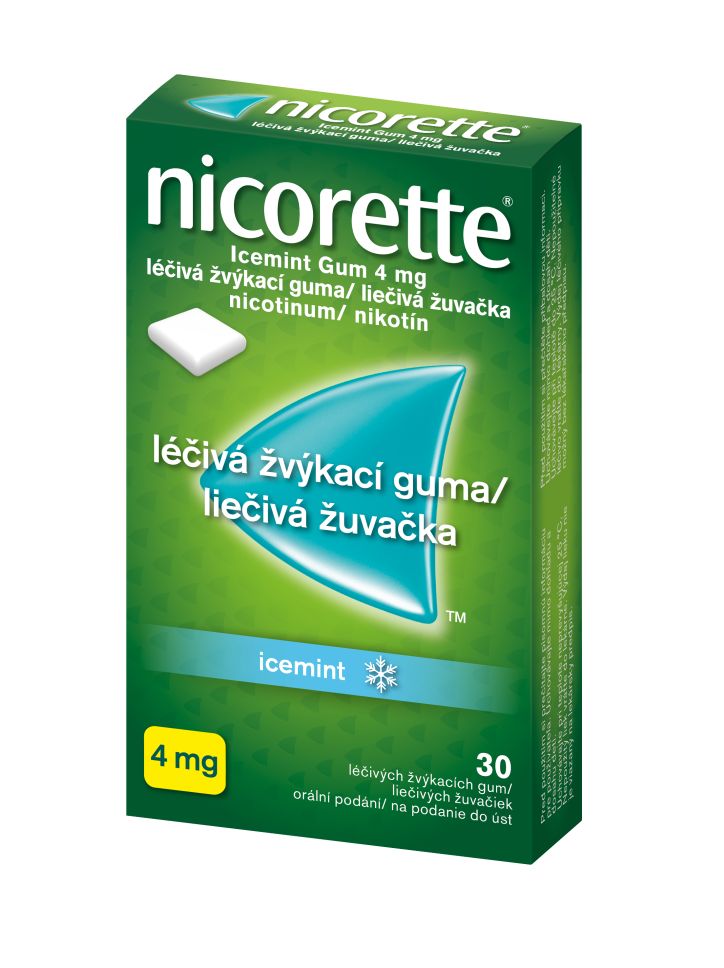 Nicorette Icemint Gum 4 mg léčivá žvýkací guma 30 žvýkaček Nicorette