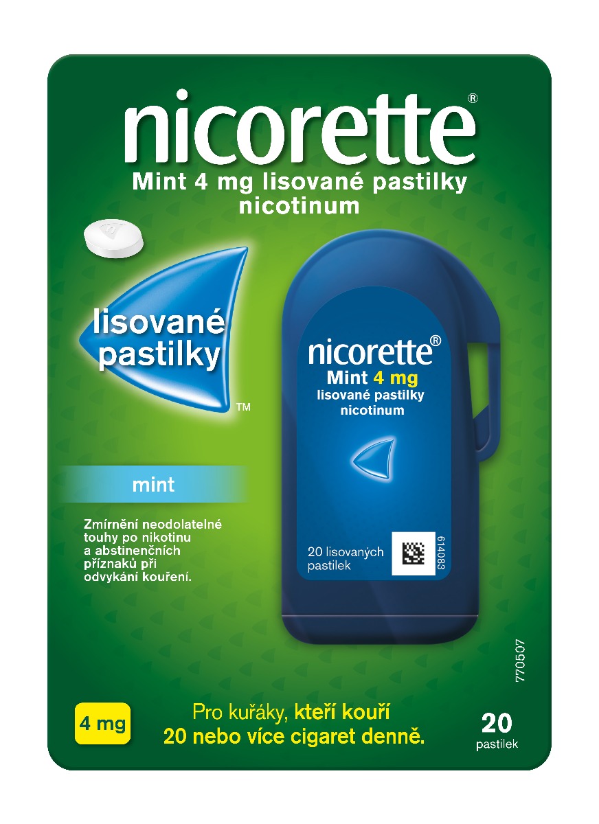 Nicorette Mint 4 mg 20 lisovaných pastilek Nicorette