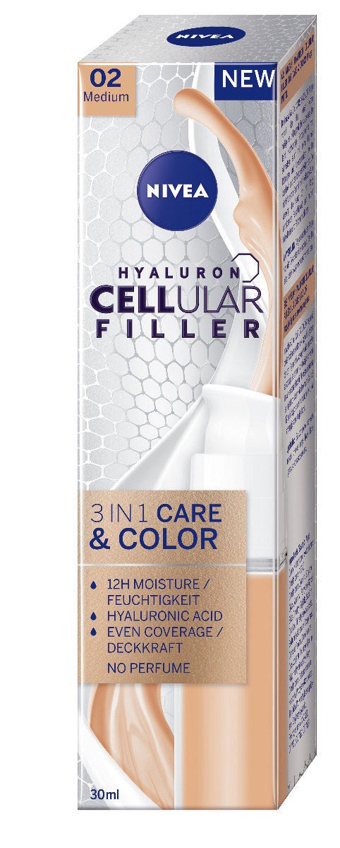 Nivea Hyaluron Cellular 3v1 CARE&COLOR pečující tónovací krém 30 ml 02 střední odstín Nivea