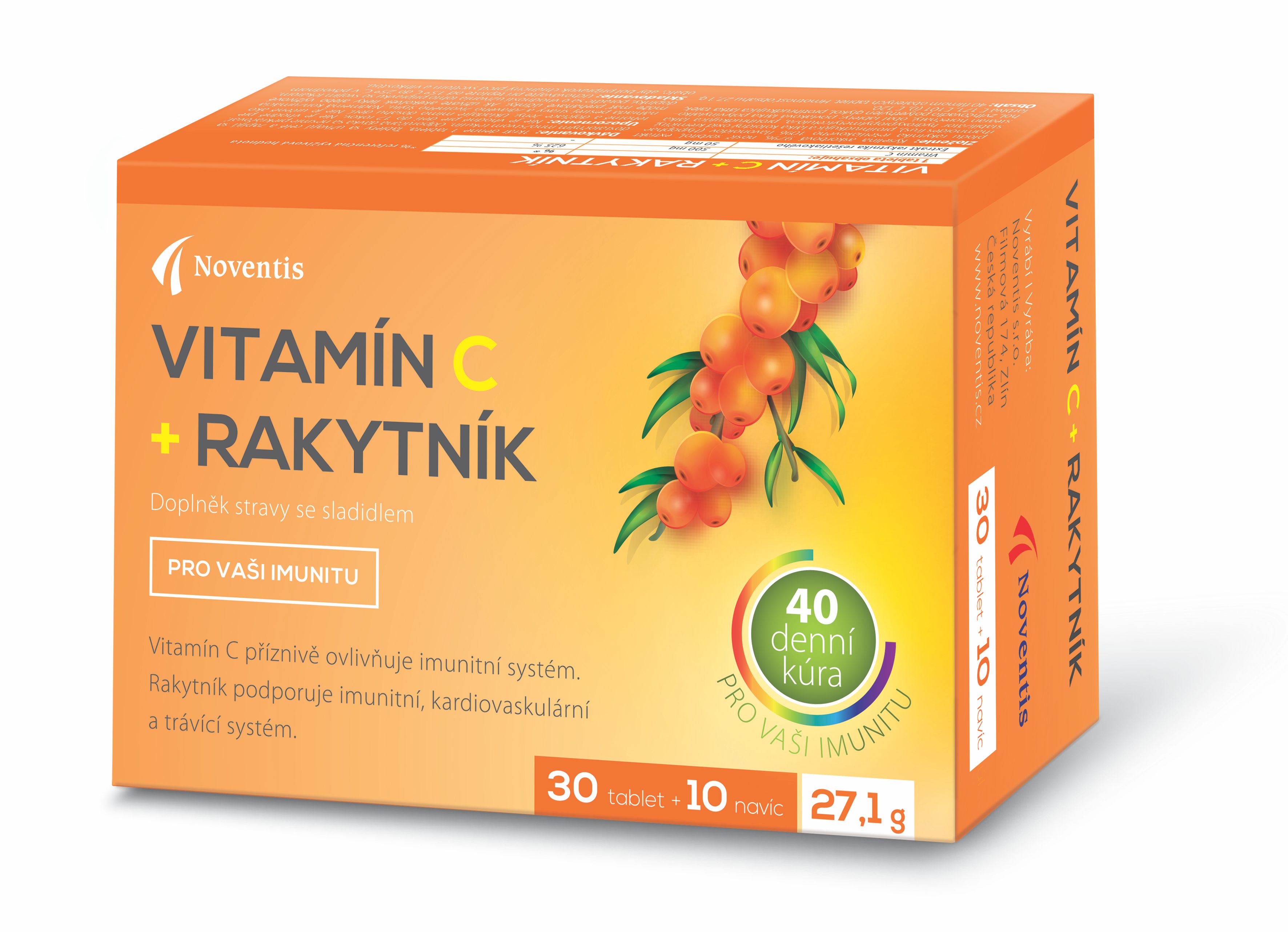 Noventis Vitamín C + Rakytník 30+10 tablet Noventis