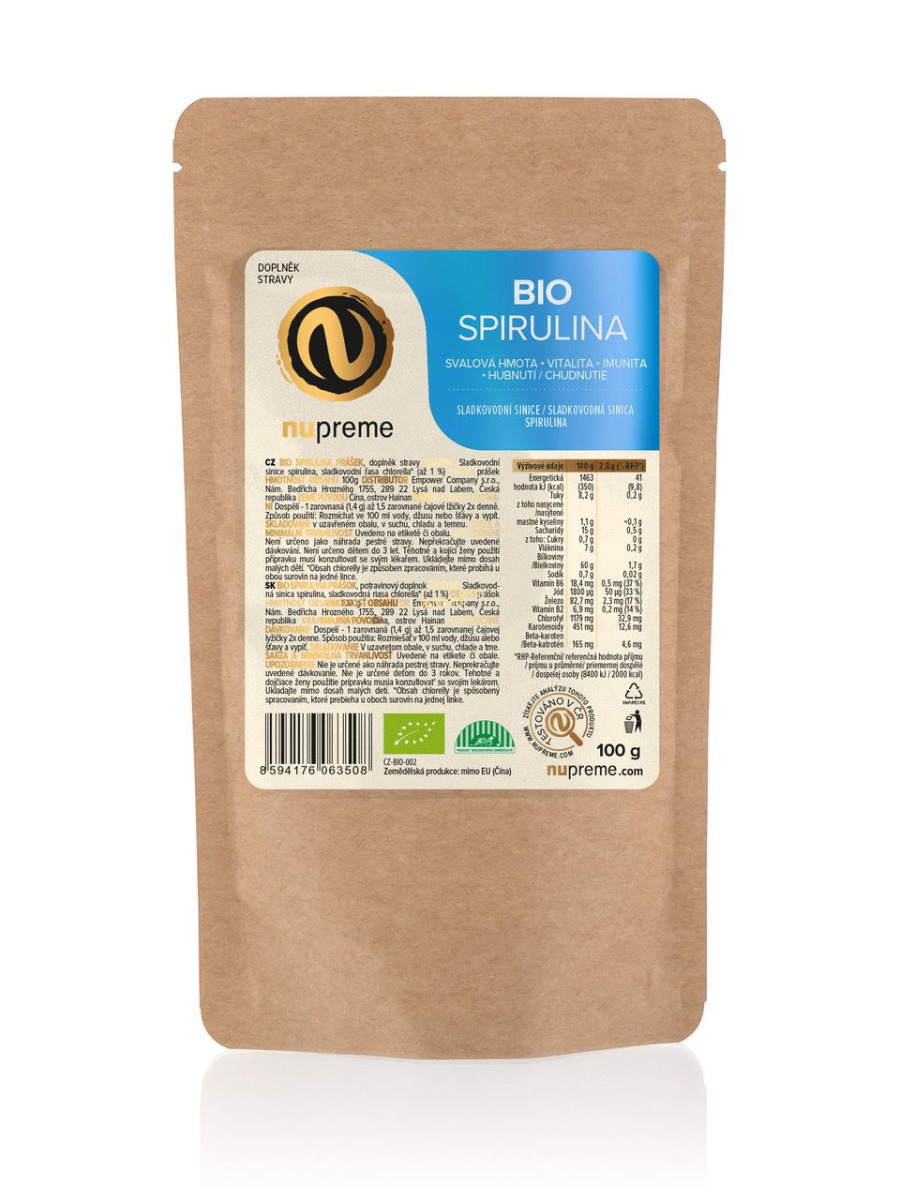 Nupreme BIO Spirulina prášek 100 g Nupreme