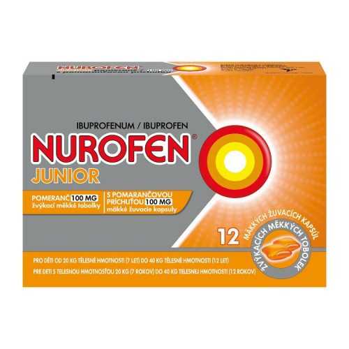 Nurofen Junior Pomeranč 100 mg 12 žvýkacích tobolek Nurofen