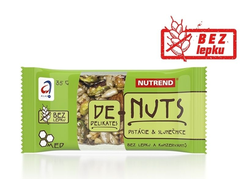 Nutrend DeNuts Ořechová tyčinka pistácie + slunečnice 35 g Nutrend
