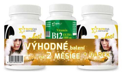 Nutricius Perfect HAIR gold methionin + biotin 2x90 tablet + dárek Vitamin B12 extra 1000 µg Nutricius