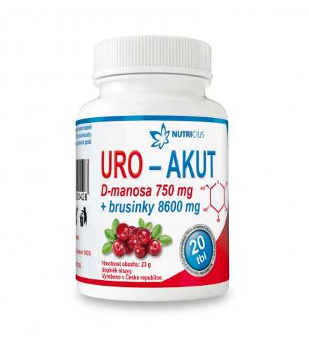Nutricius URO-AKUT Manosa 750 mg + Brusinky 8600 mg 20 tablet Nutricius