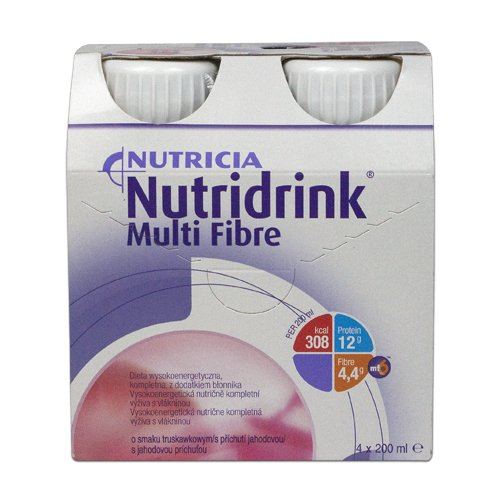 Nutridrink Multi Fibre jahoda 4x200 ml Nutridrink