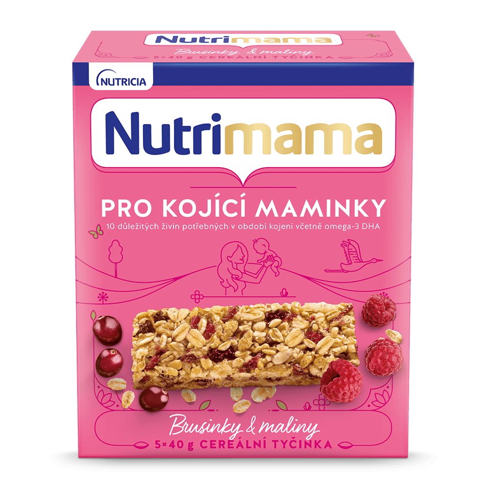 Nutrilon Nutrimama Cereální tyčinky pro kojící matky brusinky a maliny 5x40 g Nutrilon