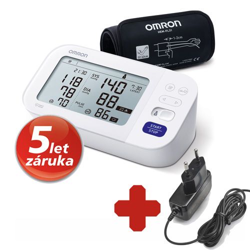 Omron M6 Comfort s AFib digitální tonometr + síťový zdroj Omron