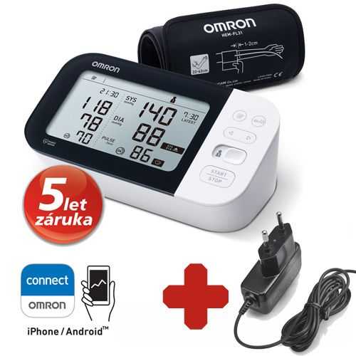 Omron M7 Intelli IT AFib digitální tonometr + síťový zdroj Omron