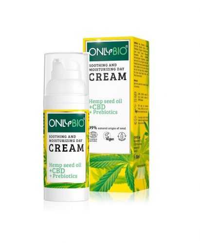 OnlyBio Zklidňující denní krém pro citlivou pleť s konopím a CBD 50 ml OnlyBio