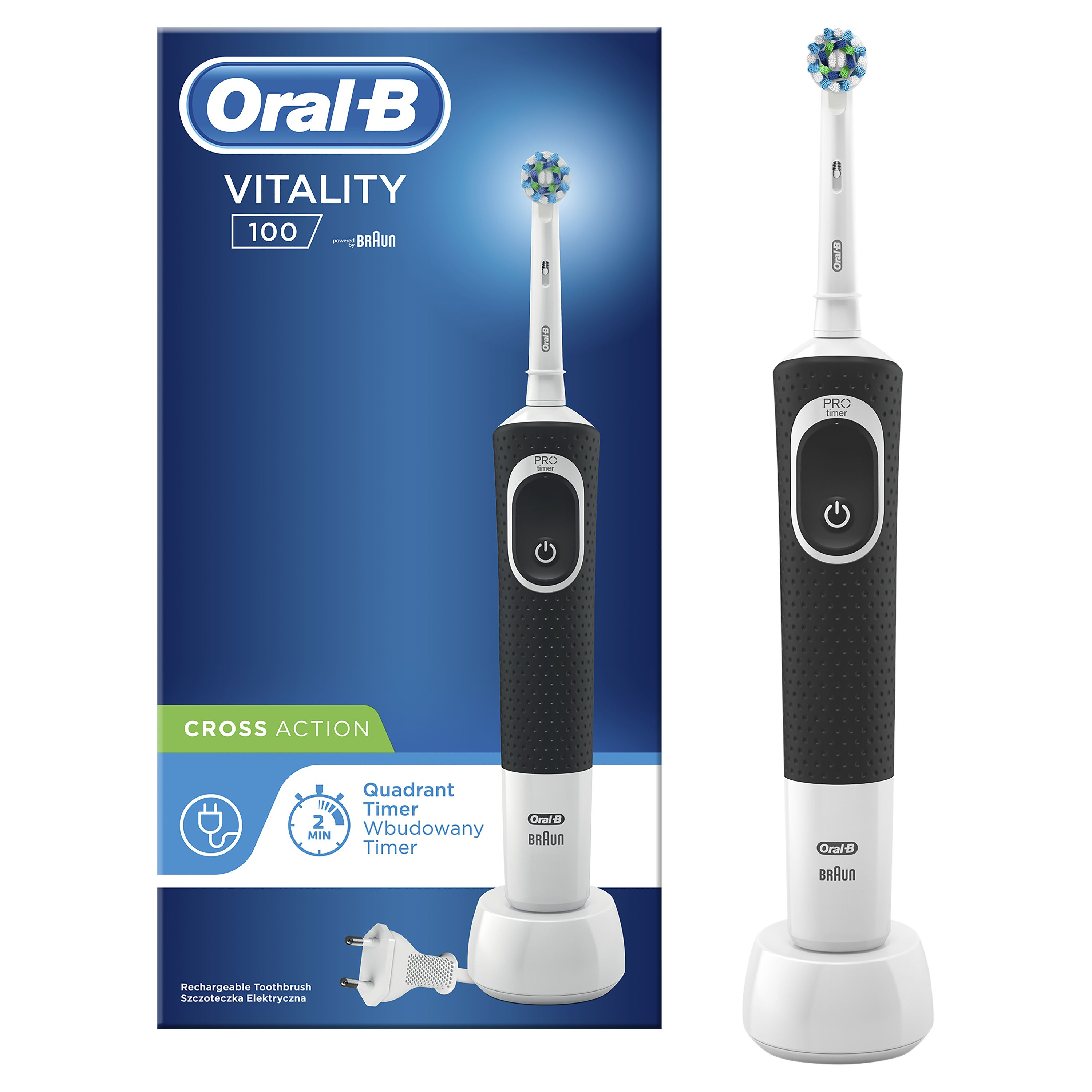Oral-B Vitality D100 Cross Action Black elektrický zubní kartáček Oral-B