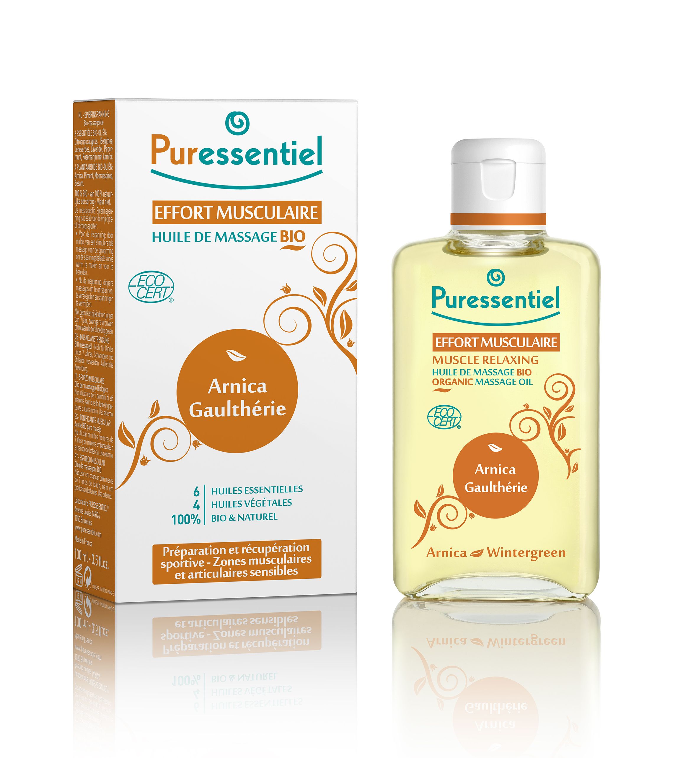 PURESSENTIEL Masážní olej BIO na unavené svaly a klouby 100 ml PURESSENTIEL