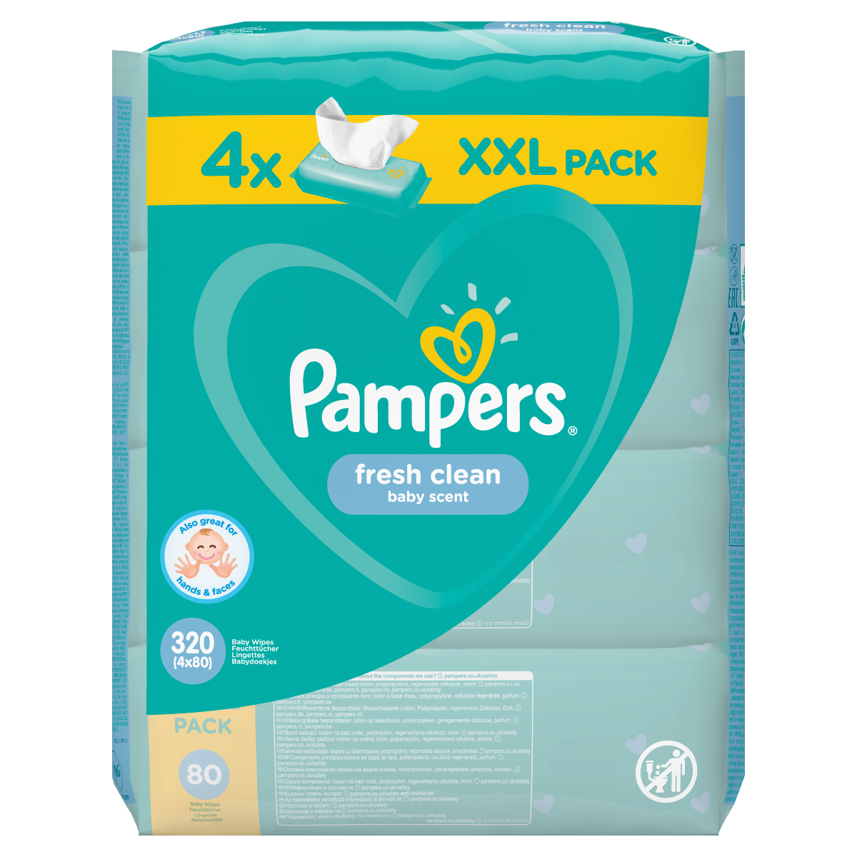 Pampers Fresh Clean XXL vlhčené ubrousky 4x80 ks Pampers