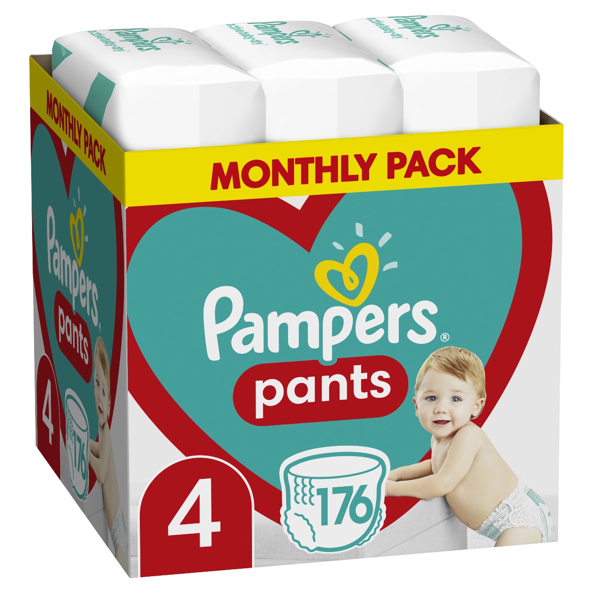 Pampers Pants vel. 4 Monthly Pack 9-15 kg plenkové kalhotky 176 ks Pampers